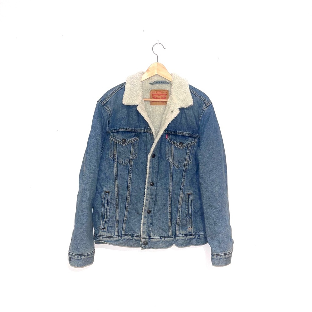 Levi's Blue Denim Sherpa-Lined Trucker Jacket